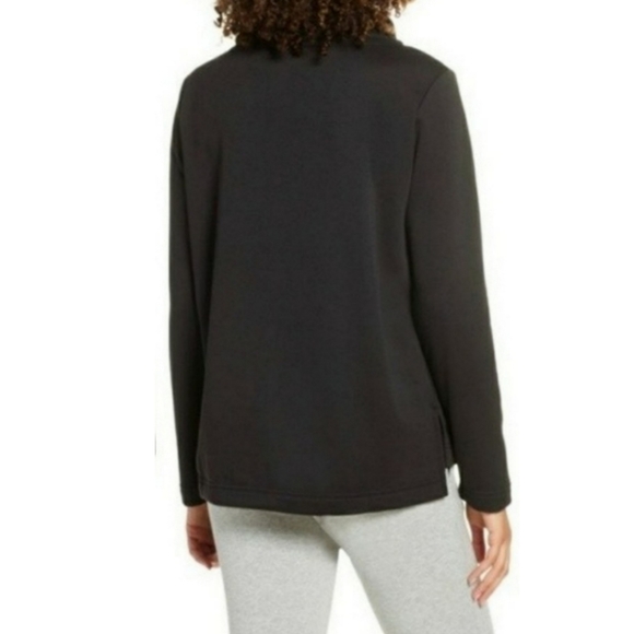 ZELLA Pullover Sweatshirt Mock Neck Funnel Neck Kangaroo Pocket Black Top - Picture 2 of 11
